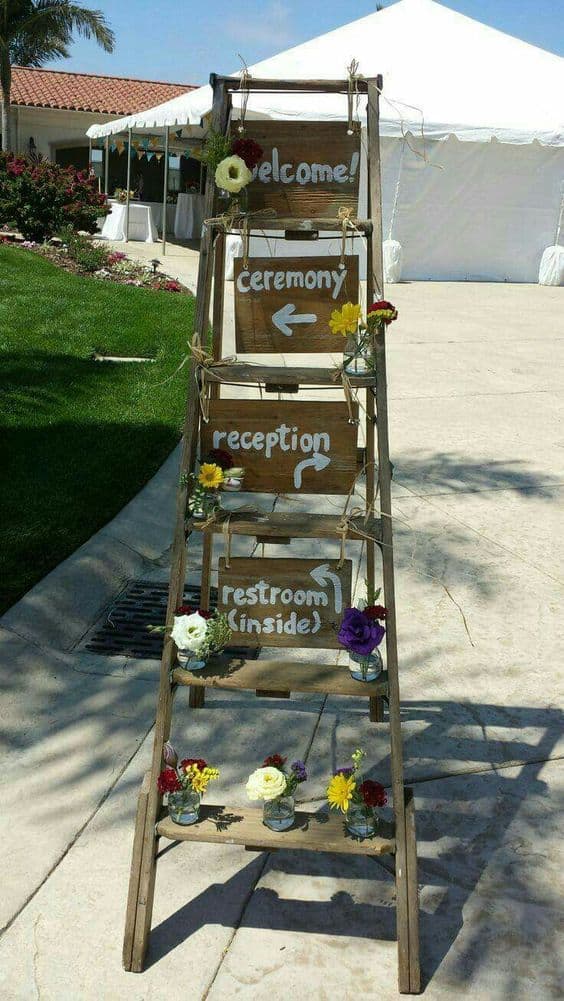 Rustic Wedding Sign Ladder