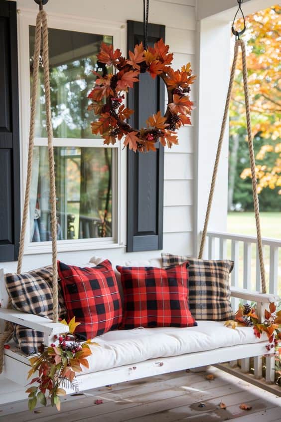 Cozy Fall Porch Swing