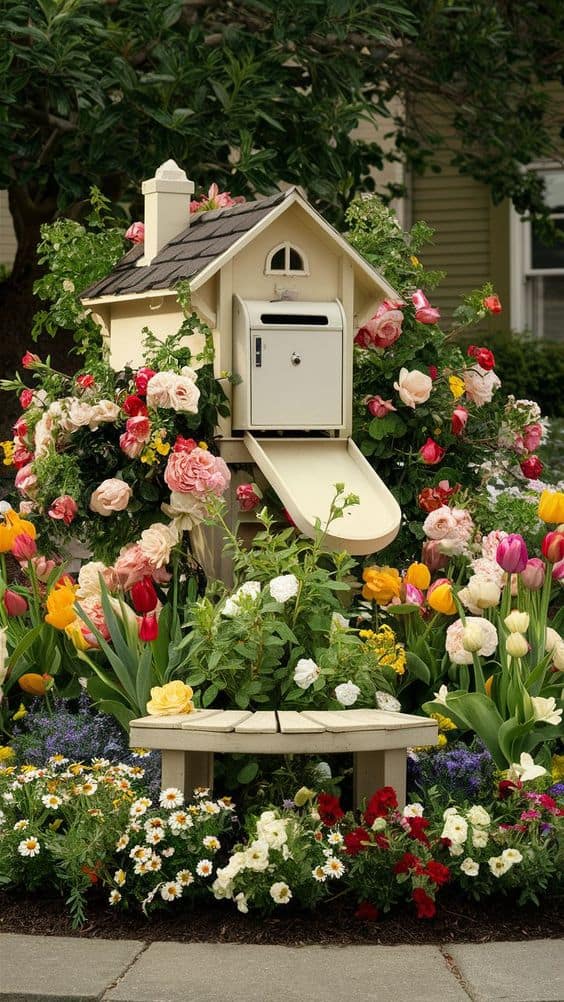 Whimsical Cottage Mailbox Garden