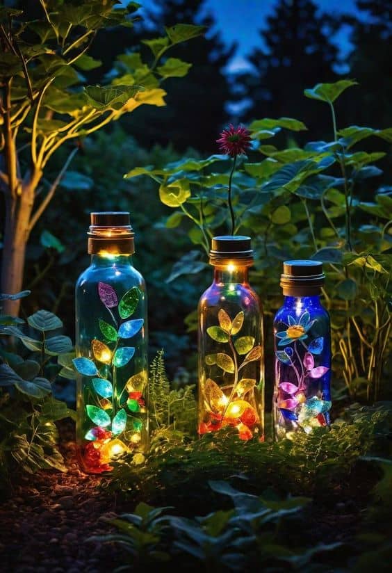 Glowing Bottle Garden Lanterns