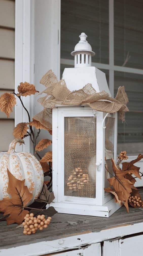 Chic Burlap Autumn Lantern