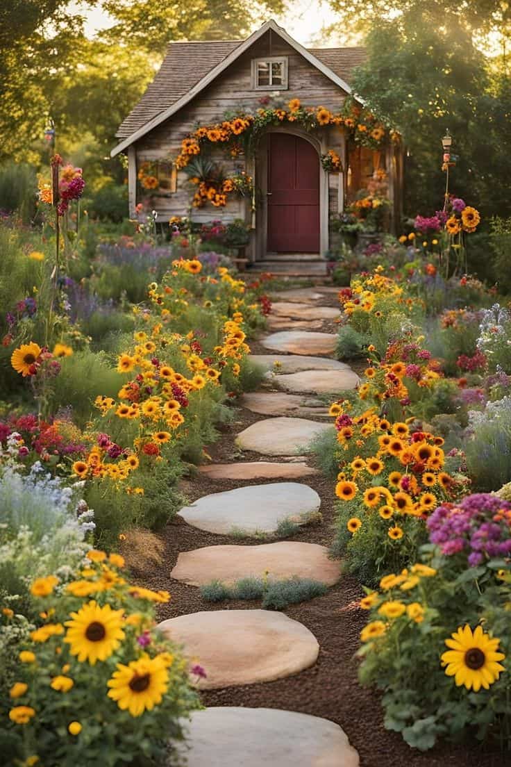 Golden Sunflower Pathway Escape