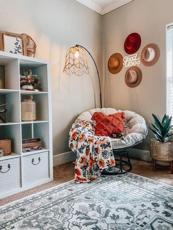 Bright and Cozy Fall Reading Nook with Boho Vibes