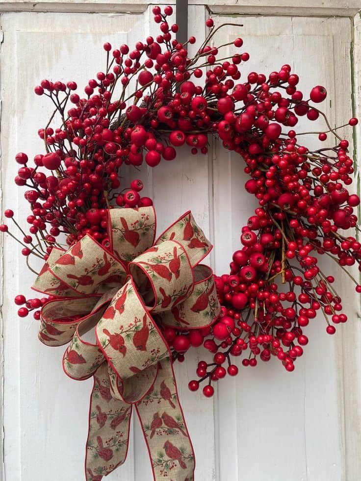 Vibrant Berry Cardinal Wreath