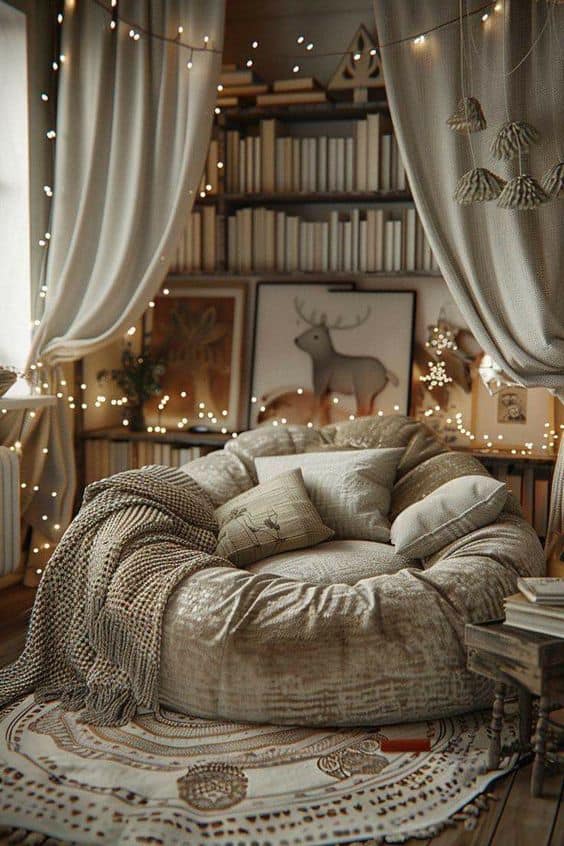 Whimsical Fairy Light Cozy Reading Haven