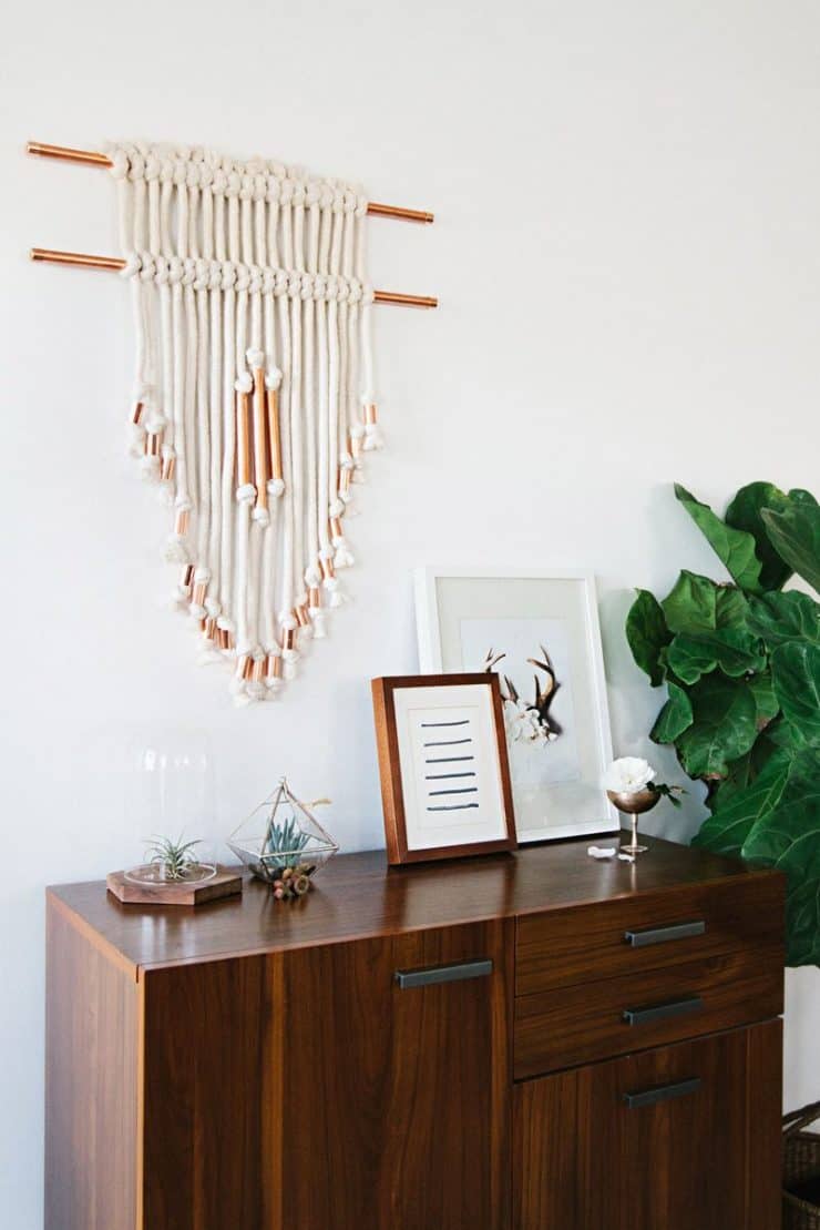 Copper-Accented Yarn Wall Hanging