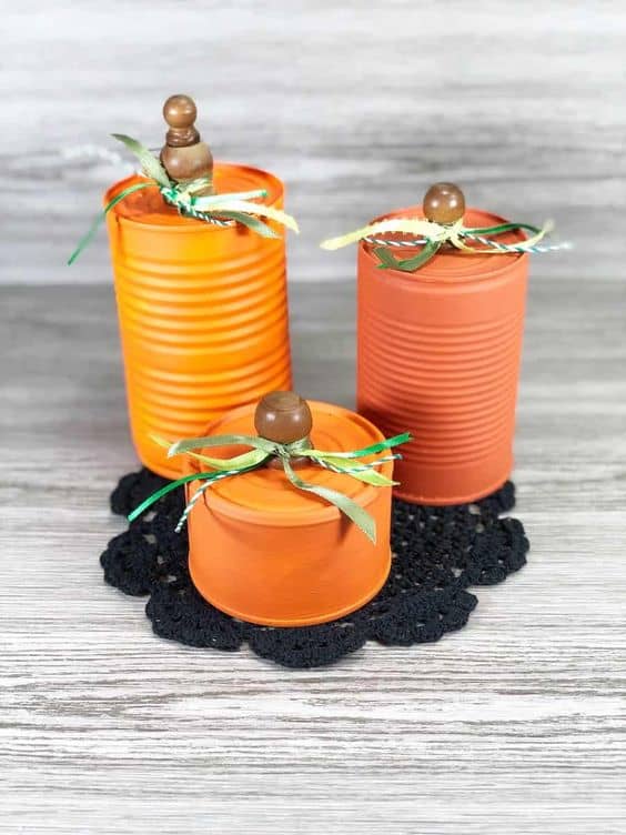 Charming Tin Can Pumpkins Trio