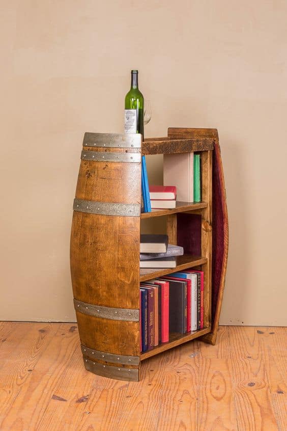 Rustic Wine Barrel Bookshelf