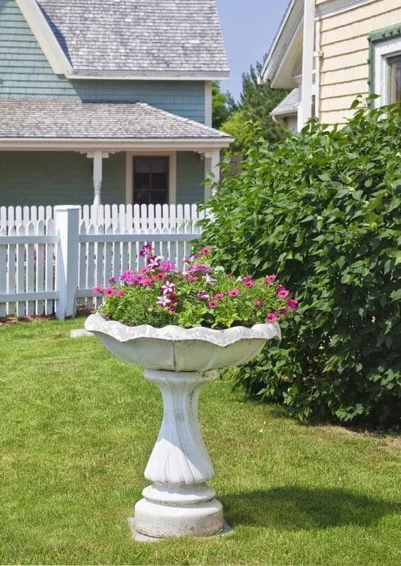 Classic Floral Birdbath Planter