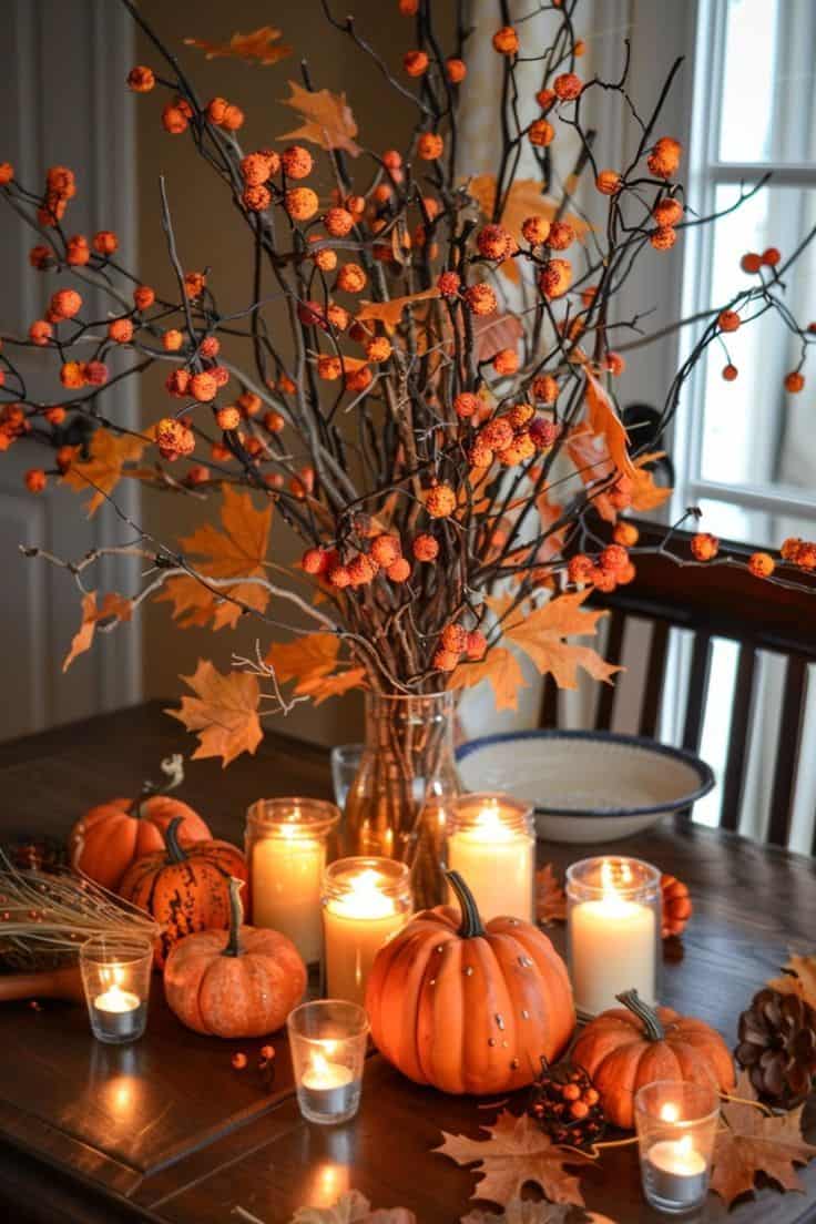 Warm Candlelit Pumpkin Tray