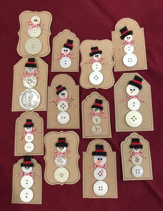 Adorable Button Snowman Gift Tags