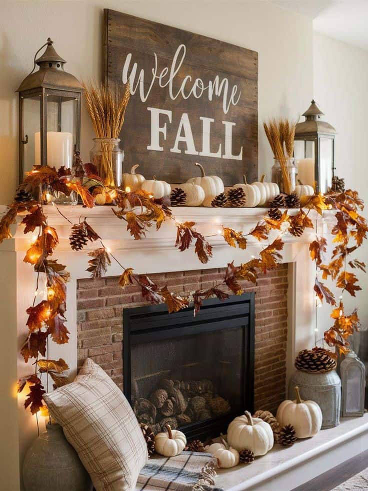 Cozy Lantern-Adorned Fall Hearth