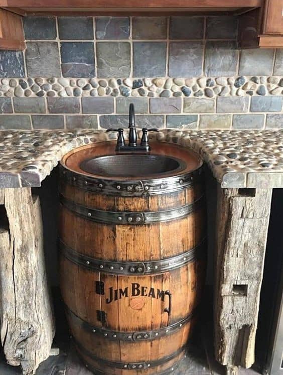 Whiskey Barrel Rustic Sink