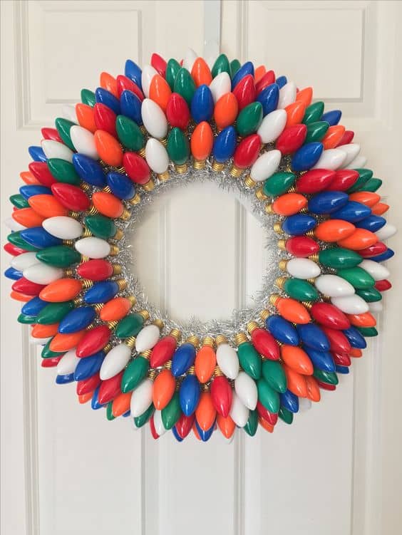 Colorful Upcycled Bulb Wreath