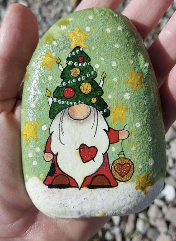 Charming Gnome Christmas Rock