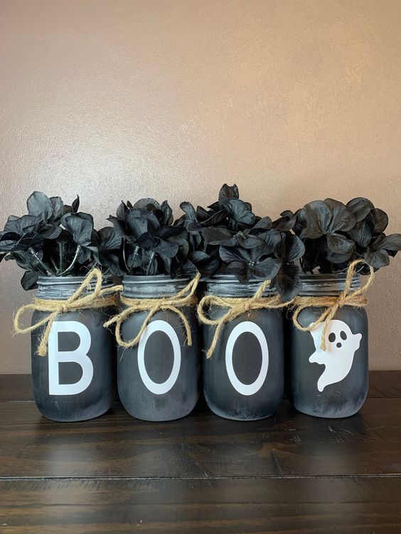 Boo-tiful Black Hydrangea Jars