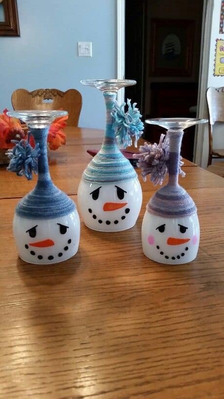 Cozy Snowman Wine Glasses