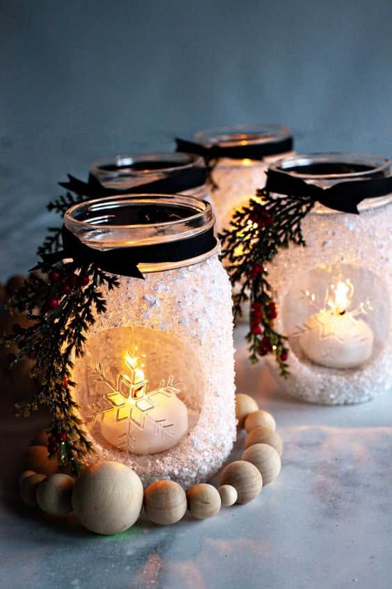 Frosted Mason Jar Luminaries