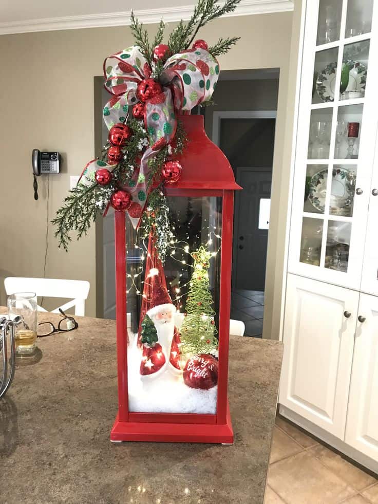 Festive Santa Lantern Display