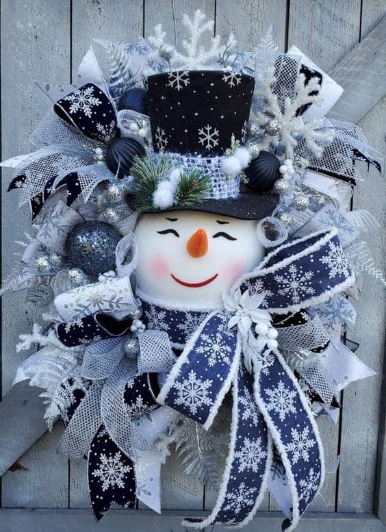 Frosty Midnight Snowman Wreath