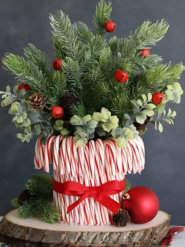 Candy Cane Vase Centerpiece