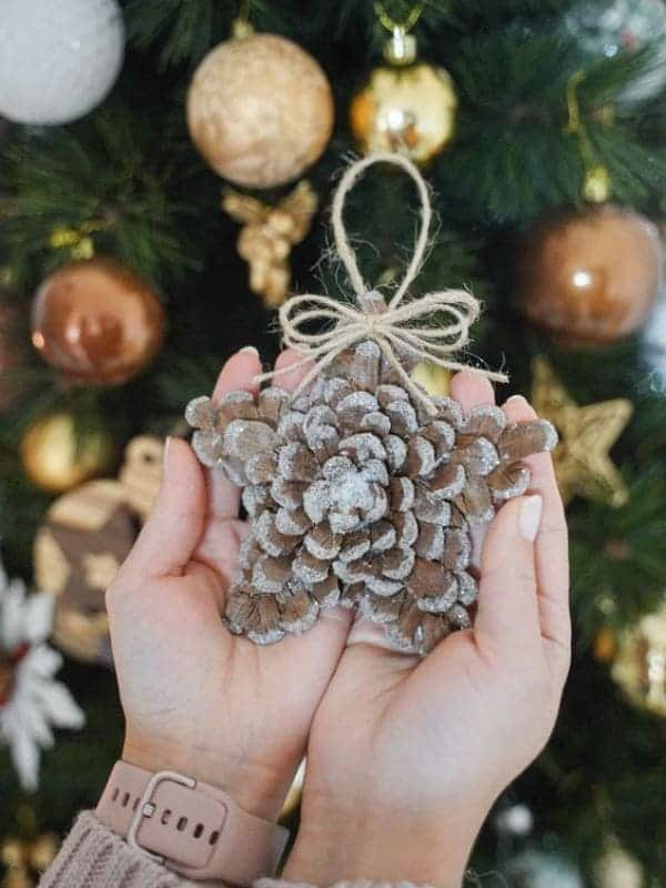 Frosted Pinecone Star Ornament