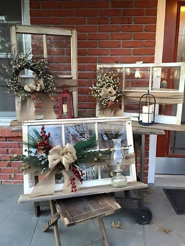 Rustic Burlap Window Displays 