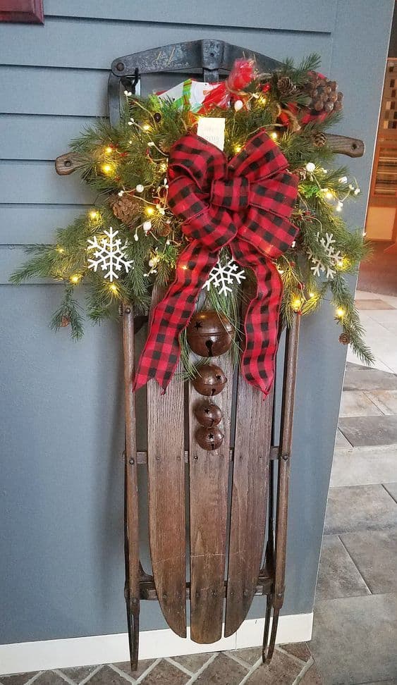 Rustic Sled Snowflake Charm