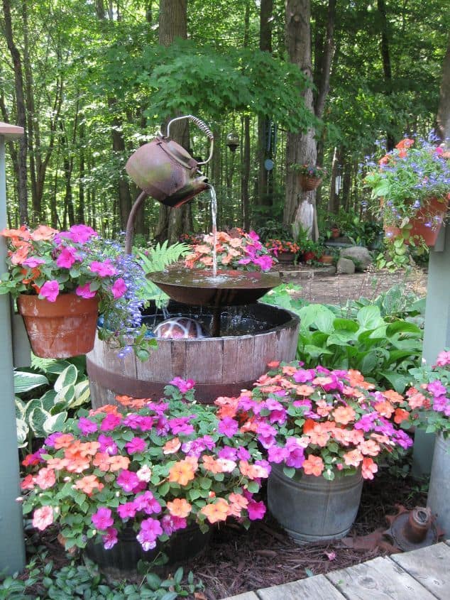 Vintage Teapot Waterfall Bliss