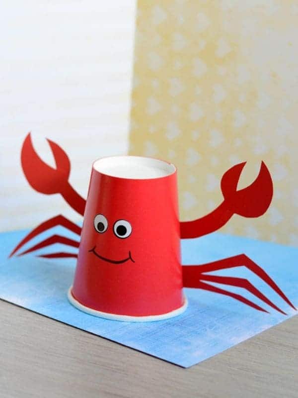 Smiling Red Crab Paper Cup Craft