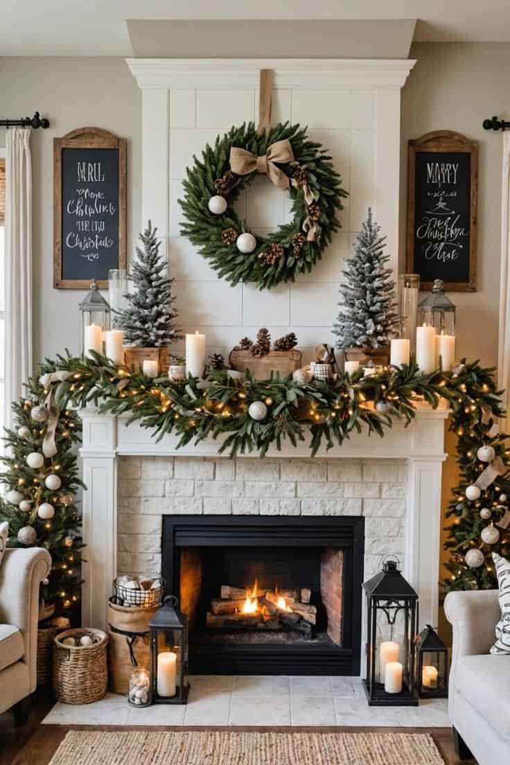 Cozy Christmas Mantel Elegance