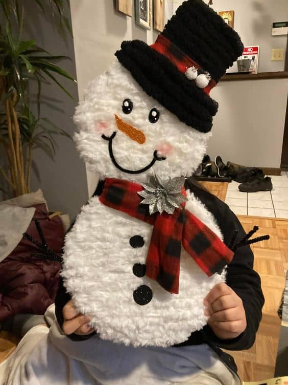 Cozy Plaid Snowman Wreath