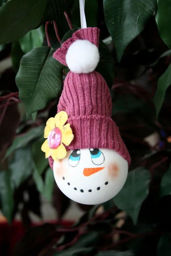 Snowman Light Bulb Ornament