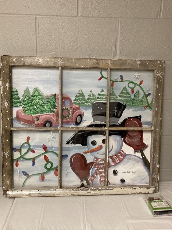 Vintage Snowman Window