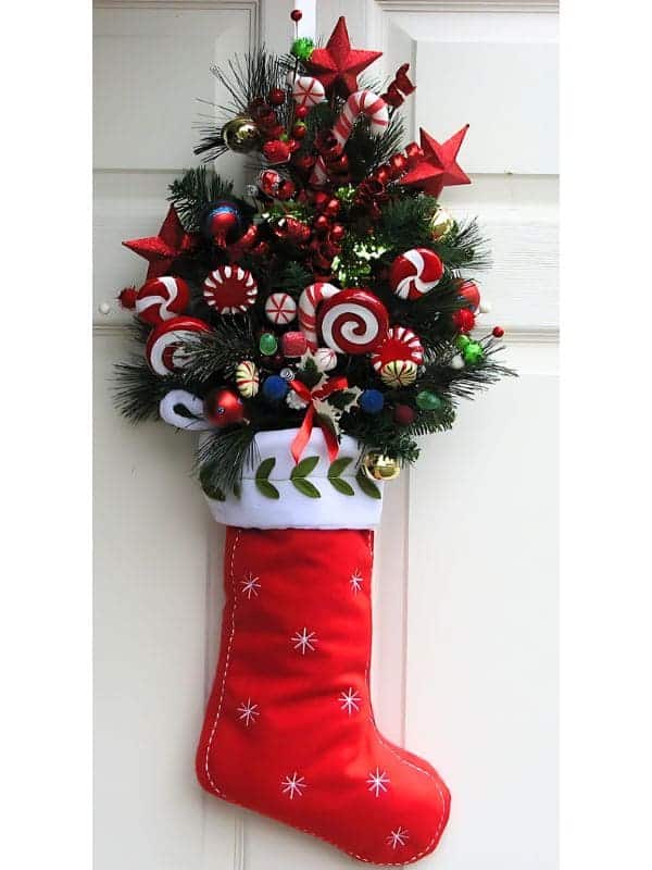 Candy Cane Stocking Door Decor