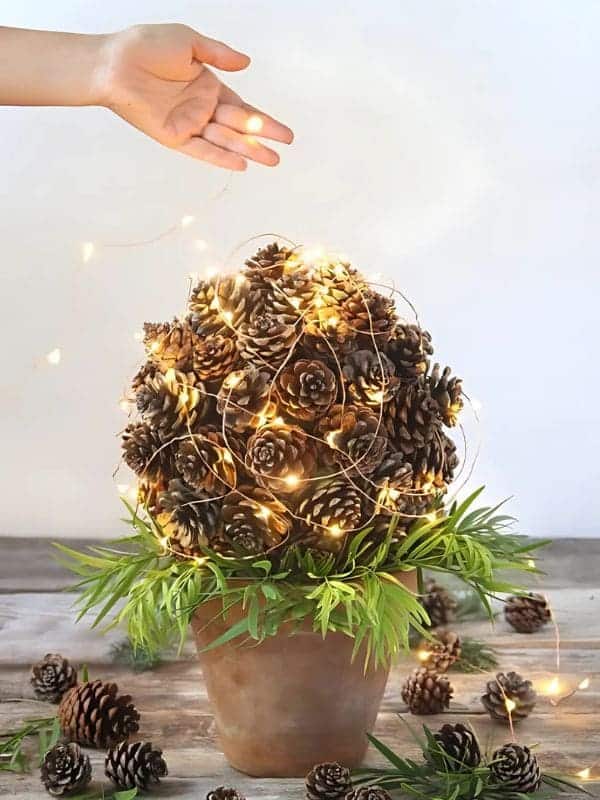 Enchanting Pinecone Topiary Lights