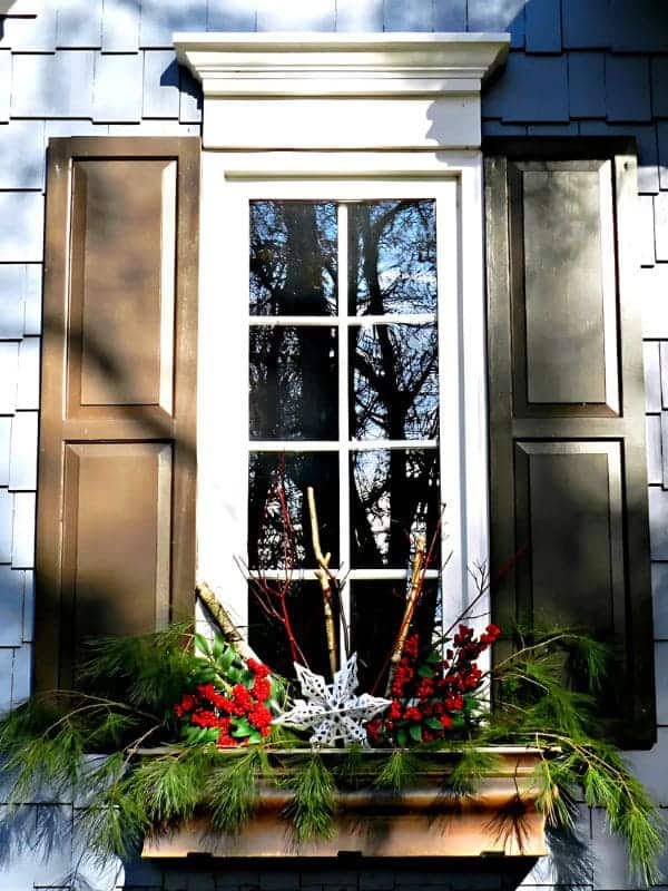 Rustic Red Berry Snowflake Christmas Window Box