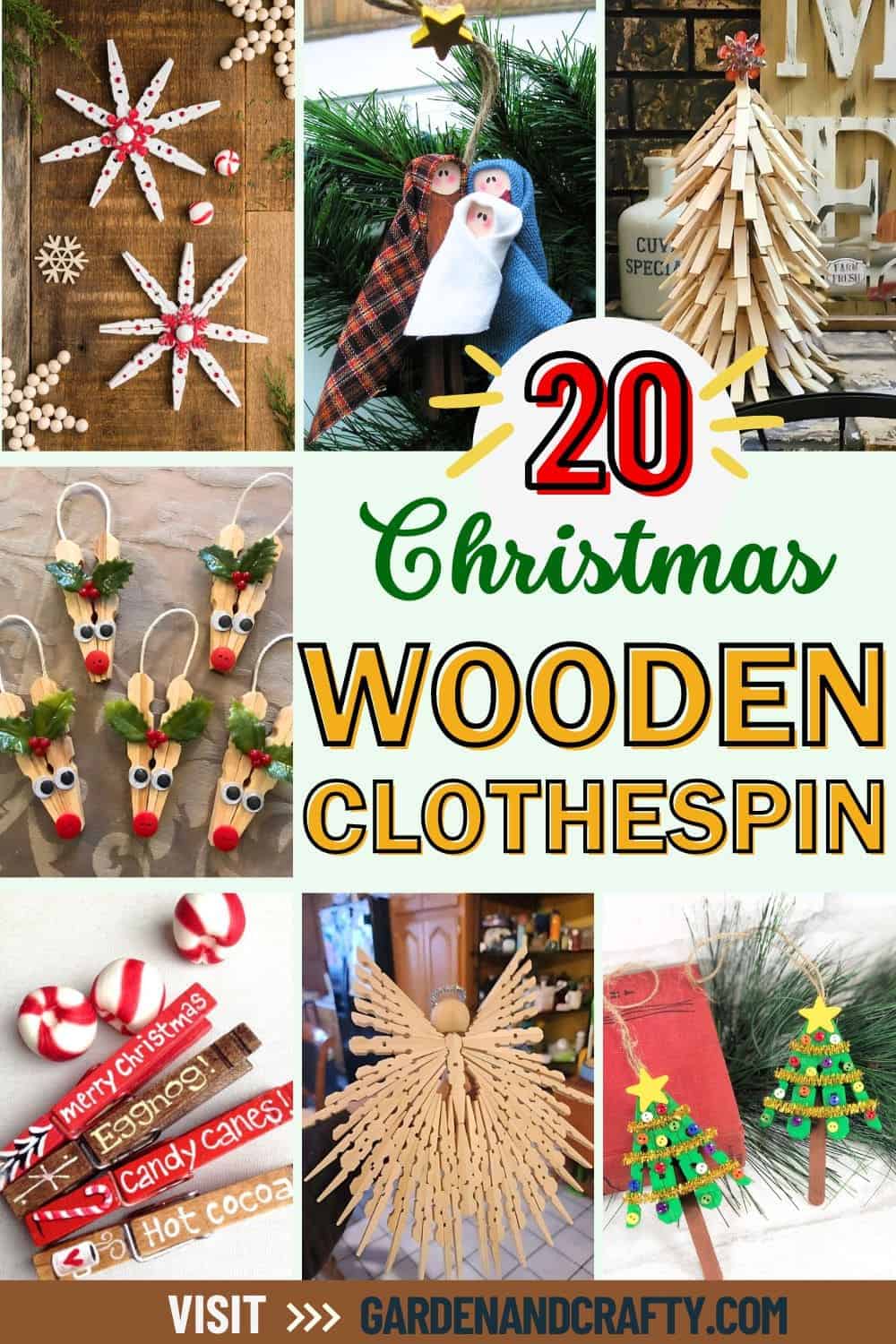 20 Ingenious Ideas to Transform Wooden Clothespins into Stunning Christmas Decorations