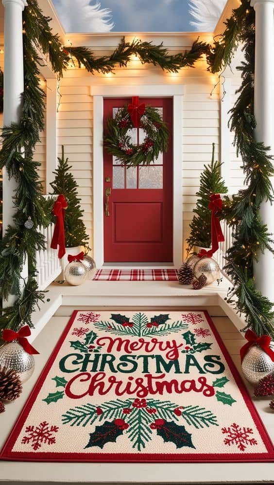 Cheerful Christmas Welcome Mat Magic