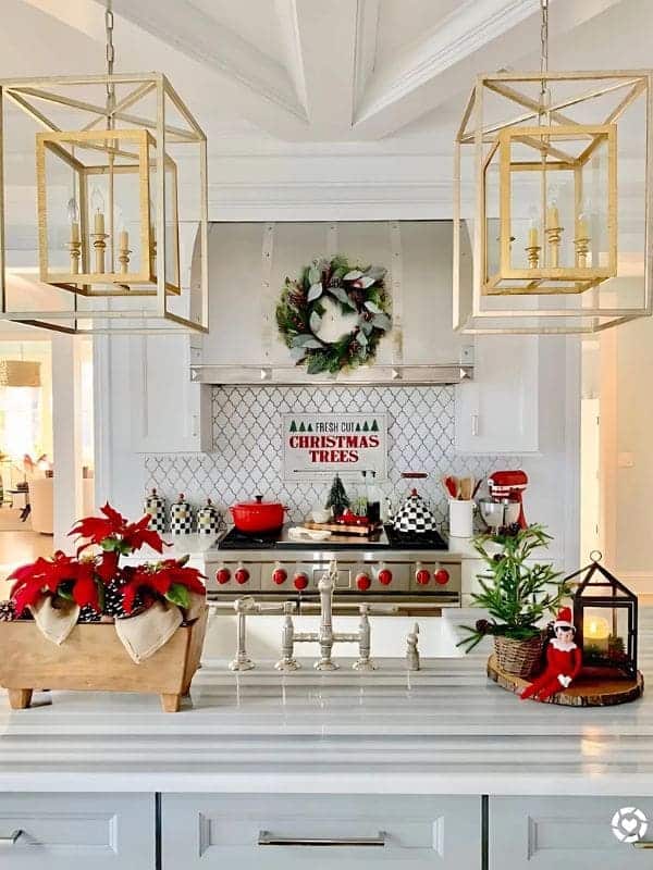 Elegant Red and Gold Holiday Kitchen