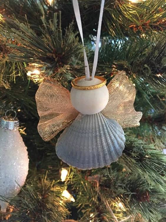 Elegant Seashell Angel Ornament