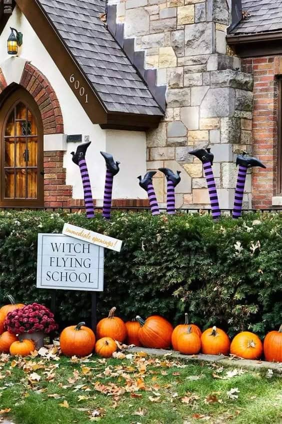 Whimsical Witch Legs Halloween Yard Decor