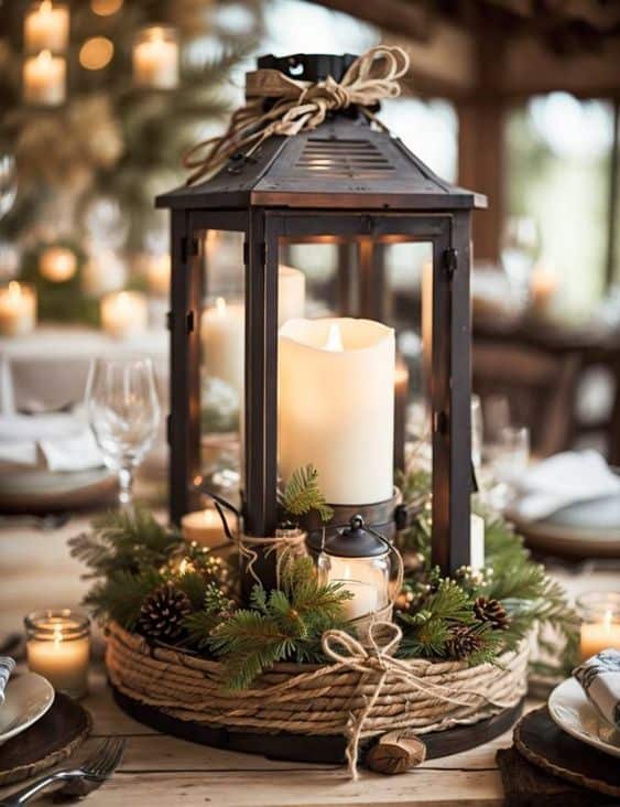 Rustic Candlelit Christmas Lantern