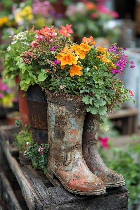 Rustic Boot Planter Charm