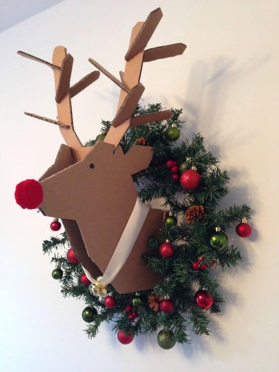 Whimsical Recycled Reindeer Wreath