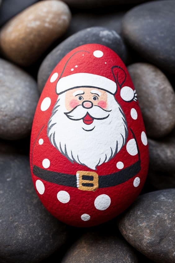 Jolly Santa Stone Painting