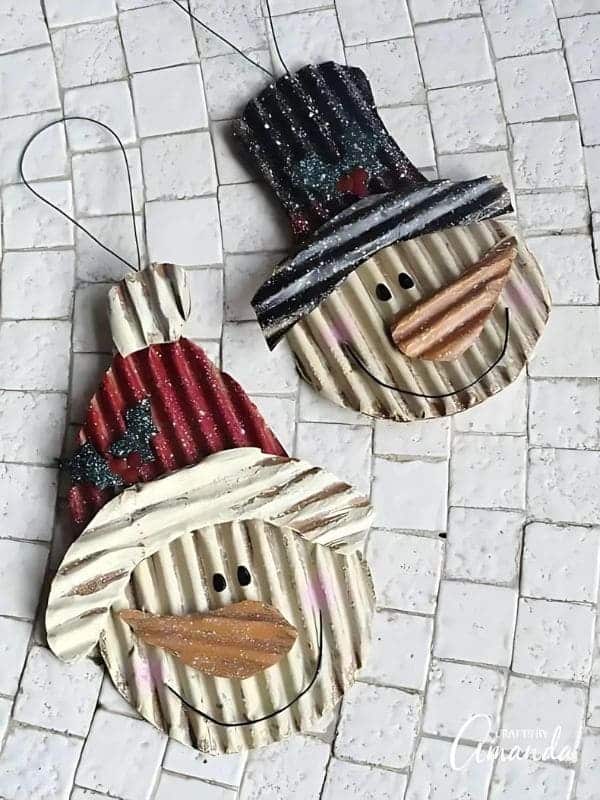 Corrugated Snowman Ornaments