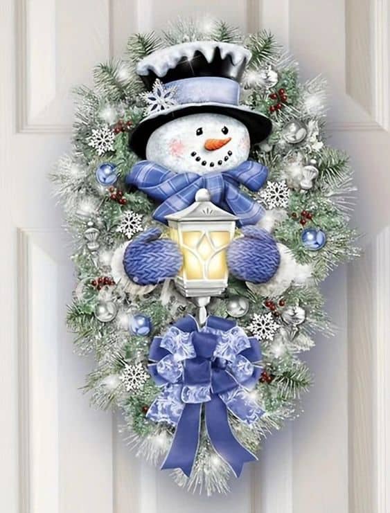 Frosty Glow Snowman Wreath