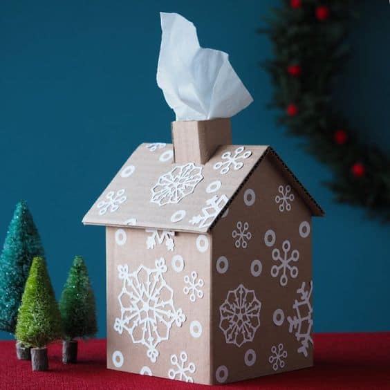 Charming Snowflake Tissue Box House