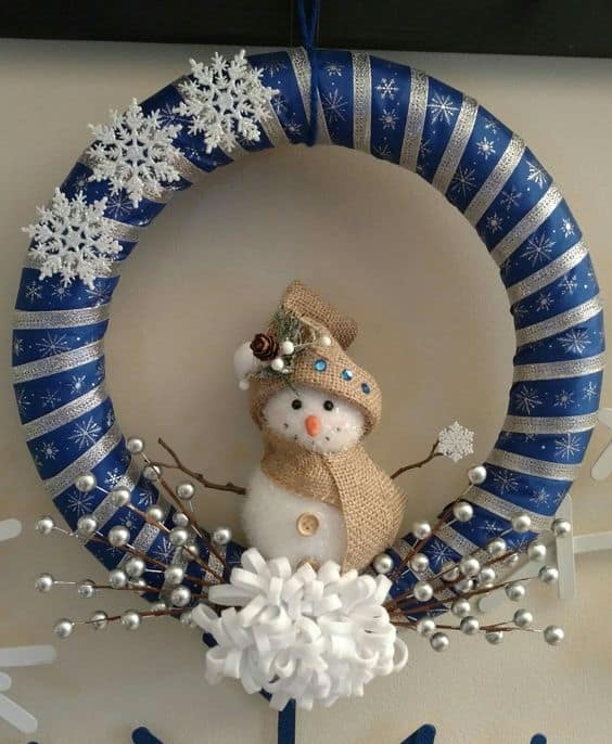 Elegant Burlap Snowman Wreath